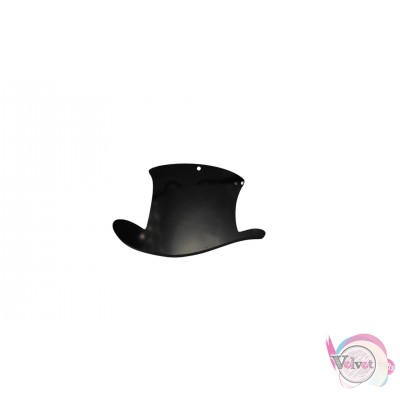 Plexiglass, κρεμαστό, καπέλο, μαύρο, 8x6cm, 3τμχ Στοιχεία από plexiglass