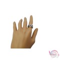 Ατσάλινo δαχτυλίδι, με λευκές πέρλες, ασημί, 12mm, 1τμχ Δαχτυλίδια γυναικεία