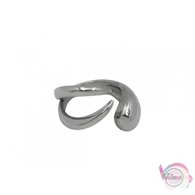 Ατσάλινo δαχτυλίδι, με σχέδιο, ασημί, 20mm, 1τμχ Δαχτυλίδια γυναικεία