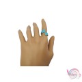 Ατσάλινo δαχτυλίδι με γαλάζιο σμάλτο, χρυσό, 20mm, 1τμχ Δαχτυλίδια γυναικεία