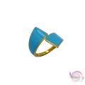 Ατσάλινo δαχτυλίδι με γαλάζιο σμάλτο, χρυσό, 20mm, 1τμχ Δαχτυλίδια γυναικεία