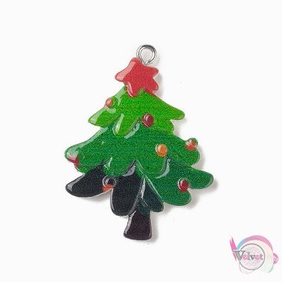 Χριστουγεννιάτικο δέντρο από ρητίνη, κρεμαστό, 36mm, 5τμχ Γούρια Plexi