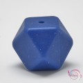 Χάντρες σιλικόνης μασητικές οδοντοφυΐας, πολυγωνικές, μπλε σκούρο, 14mm, 4τμχ Χάντρες σιλικόνης
