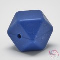 Χάντρες σιλικόνης μασητικές οδοντοφυΐας, πολυγωνικές, μπλε σκούρο, 14mm, 4τμχ Χάντρες σιλικόνης