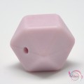 Χάντρες σιλικόνης μασητικές οδοντοφυΐας, πολυγωνικές, ροζ, 14mm, 4τμχ Χάντρες σιλικόνης