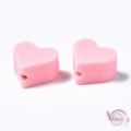 Χάντρες σιλικόνης μασητικές οδοντοφυΐας, καρδούλα, ροζ, 13mm, 4τμχ Χάντρες σιλικόνης