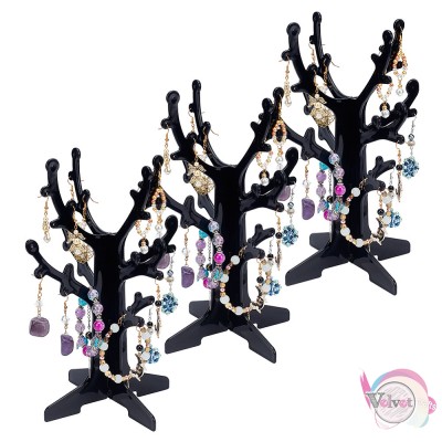 Stand ακρυλικό για κοσμήματα, δέντρο, μαύρο, 16.6cm, 1τμχ Stands-Θήκες