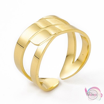 Ατσάλινo δαχτυλίδι ανοιγόμενο, χρυσό, 1τμχ Δαχτυλίδια γυναικεία
