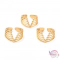 Ατσάλινo δαχτυλίδι ανοιγόμενο με γραμμές, χρυσό, 1τμχ Δαχτυλίδια γυναικεία