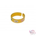 Ατσάλινo δαχτυλίδι με πολύχρωμο σμάλτο ματάκι, χρυσό, 10mm, 1τμχ Δαχτυλίδια γυναικεία