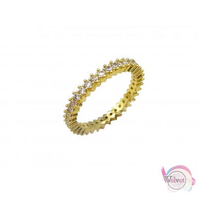 Ατσάλινo δαχτυλίδι με ζιργκόν, χρυσό, 3mm, 1τμχ Δαχτυλίδια γυναικεία