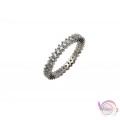 Ατσάλινo δαχτυλίδι με ζιργκόν, ασημί, 3mm, 1τμχ Δαχτυλίδια γυναικεία