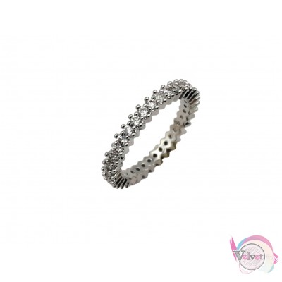 Ατσάλινo δαχτυλίδι με ζιργκόν, ασημί, 3mm, 1τμχ Δαχτυλίδια γυναικεία