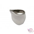 Ατσάλινo δαχτυλίδι με λευκό σμάλτο, ασημί, 17mm, 1τμχ Δαχτυλίδια γυναικεία
