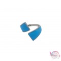 Ατσάλινo δαχτυλίδι με γαλάζιο σμάλτο, ασημί, 20mm, 1τμχ Δαχτυλίδια γυναικεία