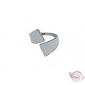 Ατσάλινo δαχτυλίδι με λευκό σμάλτο, ασημί, 20mm, 1τμχ Δαχτυλίδια γυναικεία