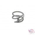 Ατσάλινo δαχτυλίδι με ζιργκόν, ασημί, 13mm, 1τμχ Δαχτυλίδια γυναικεία