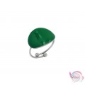 Ατσάλινo δαχτυλίδι με πράσινο σμάλτο, ασημί, 15mm, 1τμχ Δαχτυλίδια γυναικεία