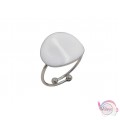 Ατσάλινo δαχτυλίδι με λευκό σμάλτο, ασημί, 15mm, 1τμχ Δαχτυλίδια γυναικεία