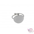 Ατσάλινo δαχτυλίδι με λευκό σμάλτο, ασημί, 15mm, 1τμχ Δαχτυλίδια γυναικεία
