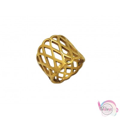 Ατσάλινo δαχτυλίδι, με σχέδιο, χρυσό, 20mm, 1τμχ Δαχτυλίδια γυναικεία