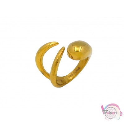 Ατσάλινo δαχτυλίδι, με σχέδιο, χρυσό, 20mm, 1τμχ Δαχτυλίδια γυναικεία
