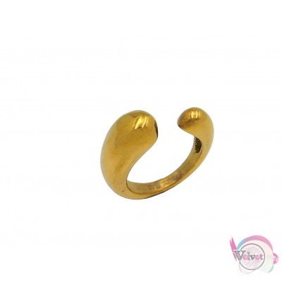 Ατσάλινo δαχτυλίδι, μπομπέ, χρυσό, 4-6mm, 1τμχ Δαχτυλίδια γυναικεία