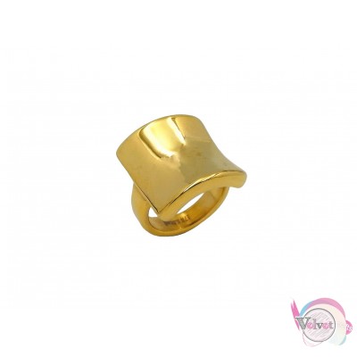 Ατσάλινo δαχτυλίδι, με καμπύλη, χρυσό, 19mm, 1τμχ Δαχτυλίδια γυναικεία
