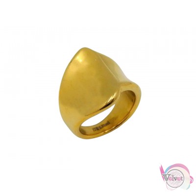 Ατσάλινo δαχτυλίδι, με σχέδιο, χρυσό, 22mm, 1τμχ Δαχτυλίδια γυναικεία