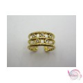 Ατσάλινο δαχτυλίδι με στρας,  χρυσό, 10mm, 1τμχ. Aτσάλινα γυναικεία δαχτυλίδια