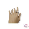 Ατσάλινο δαχτυλίδι με κρυσταλλάκια & ζιργκόν, ασημί, 1τμχ Δαχτυλίδια γυναικεία