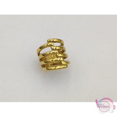 Ατσάλινο δαχτυλίδι, χρυσό, 25x10mm, 1τμχ. Δαχτυλίδια γυναικεία
