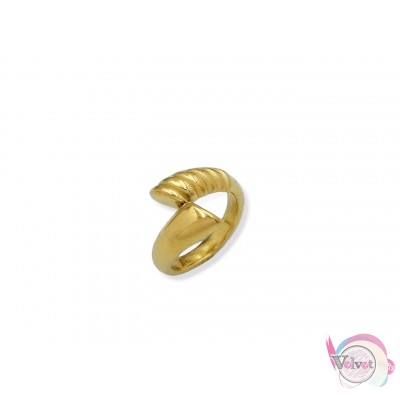 Ατσάλινο δαχτυλίδι με στριφτό σχέδιο, χρυσό, 1τμχ Δαχτυλίδια γυναικεία
