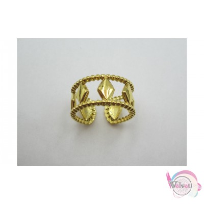 Ατσάλινο δαχτυλίδι, ρόμβος, χρυσό, 10mm, 1τμχ. Aτσάλινα γυναικεία δαχτυλίδια