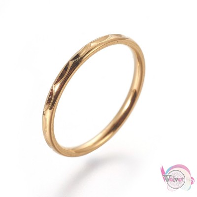 Ατσάλινο δαχτυλίδι, με σχέδιο, σεβαλιέ, χρυσό, 15mm, 1τμχ Δαχτυλίδια γυναικεία