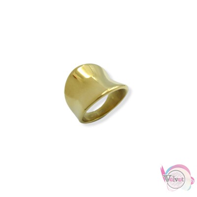 Ατσάλινο δαχτυλίδι, χρυσό, με σχέδιο καμπύλη, 1τμχ Δαχτυλίδια γυναικεία