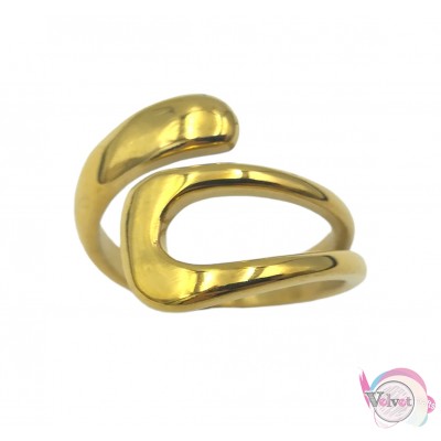 Ατσάλινο δαχτυλίδι με σχέδιο, χρυσό, 1τμχ Δαχτυλίδια γυναικεία