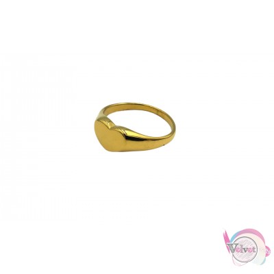 Ατσάλινο δαχτυλίδι με καρδιά, χρυσό, 10mm, 1τμχ Δαχτυλίδια γυναικεία