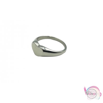 Ατσάλινο δαχτυλίδι με καρδιά, ασημί, 10mm, 1τμχ Δαχτυλίδια γυναικεία