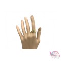 Ατσάλινο δαχτυλίδι με σμαραγδί κρυσταλλάκι, χρυσό, 1τμχ Δαχτυλίδια γυναικεία