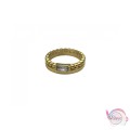Ατσάλινο δαχτυλίδι με κρυσταλλάκι, χρυσό, 1τμχ Δαχτυλίδια γυναικεία
