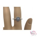 Ατσάλινο δαχτυλίδι με ματάκι και στρασάκια, ασημί, 1τμχ Δαχτυλίδια γυναικεία