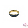 Ατσάλινο δαχτυλίδι με μπλε κρυσταλλάκια, χρυσό, 1τμχ Δαχτυλίδια γυναικεία