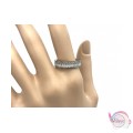 Ατσάλινο δαχτυλίδι με κρυσταλλάκια, ασημί, 1τμχ Δαχτυλίδια γυναικεία