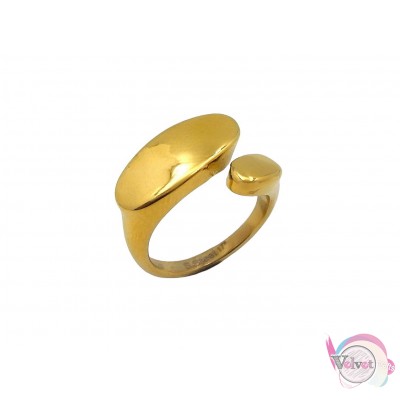 Ατσάλινο δαχτυλίδι, ανοιχτό, με οβάλ σχέδιο, χρυσό, 13mm, 1τμχ Δαχτυλίδια γυναικεία