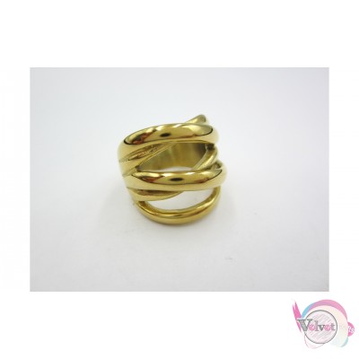 Ατσάλινο δαχτυλίδι, χρυσό, με γραμμές. Aτσάλινα γυναικεία δαχτυλίδια