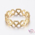 Ατσάλινο δαχτυλίδι, με καρδιές, σεβαλιέ, χρυσό, 15mm, 1τμχ Δαχτυλίδια γυναικεία