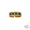 Ατσάλινο δαχτυλίδι, με μαύρο σμάλτο, χρυσό, 5mm, 1τμχ Δαχτυλίδια γυναικεία