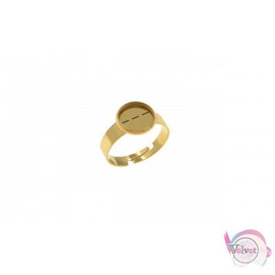 Ατσάλινη βάση δαχτυλιδιού για υγρό γυαλί κλπ, χρυσό, 10mm, 3τμχ. Δαχτυλίδια