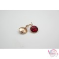 Ατσάλινα σκουλαρίκια, με κρυσταλλάκι κόκκινο, ροζ χρυσό, 2.5cm, 1ζευγάρι Ατσάλινα σκουλαρίκια